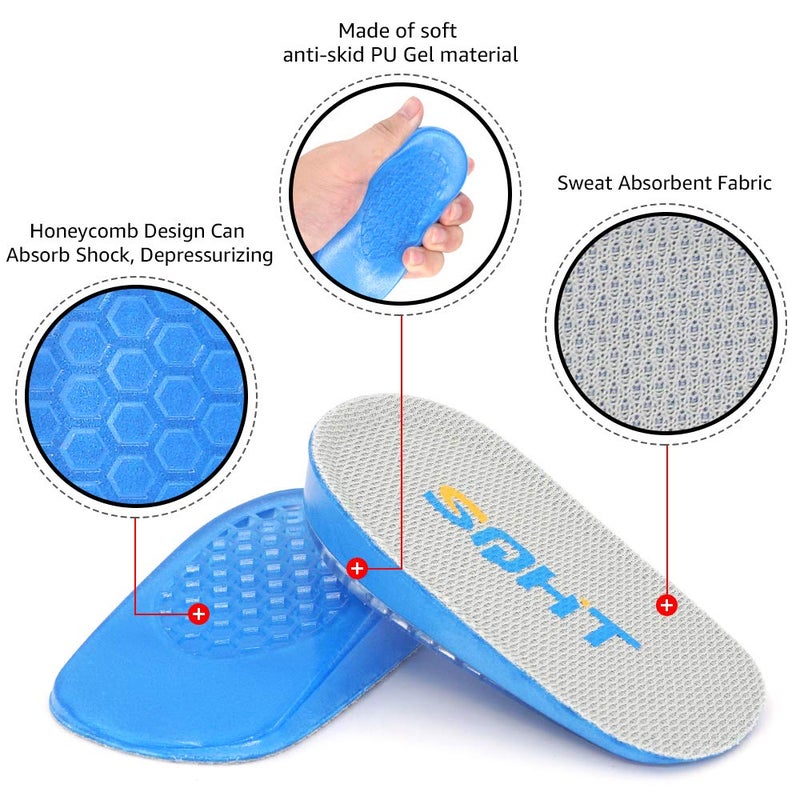SQHT Heel Lift for Achilles Tendonitis  Heel Pain and Leg Length Discrepancy  Shoe Inserts for Men and Women (Blue&Beige  Small (1"" Height)) - Image 2